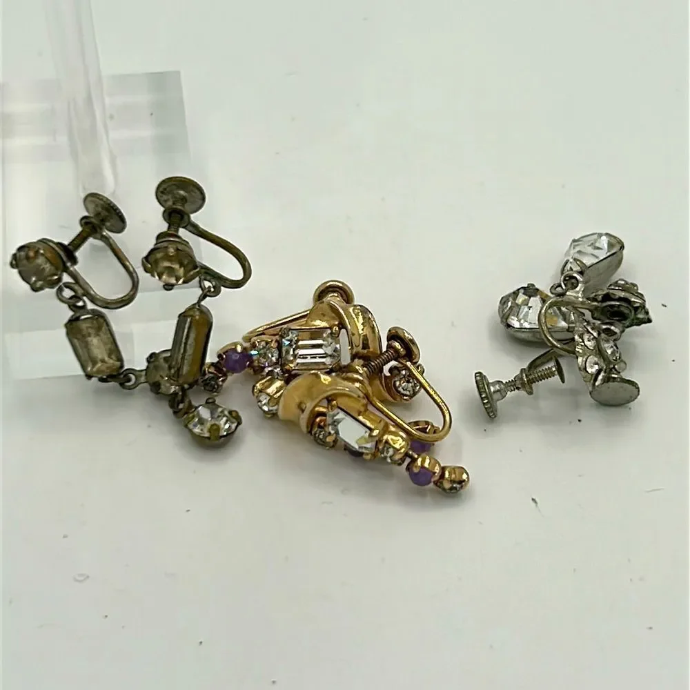 Vintage screw back mcm glam earring set